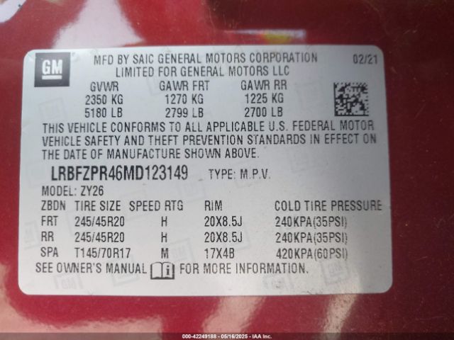 2021 BUICK ENVISION LRBFZPR46MD123149 Photo 8