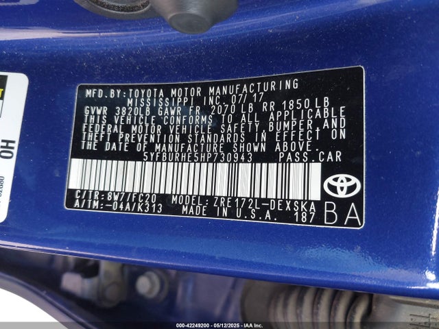 5YFBURHE5HP730943 Toyota 2zr-fe