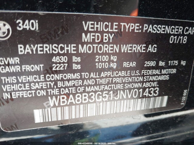 BMW 340i 2018 WBA8B3G51JNV01433 Image 9
