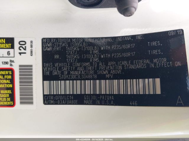 2020 TOYOTA SIENNA 5TDYZ3DC3LS048818 Photo 8