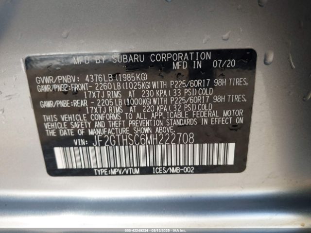 JF2GTHSC6MH222708 Subaru Crosstrek Sport
