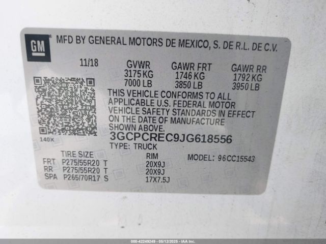 3GCPCREC9JG618556 Chevrolet Silverado 1500 1lt