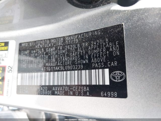 4T1G11AK9LU903239 Toyota a25a-fks