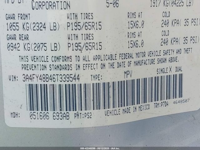 2006 CHRYSLER PT CRUISER 3A4FY48B46T339544 Photo 8