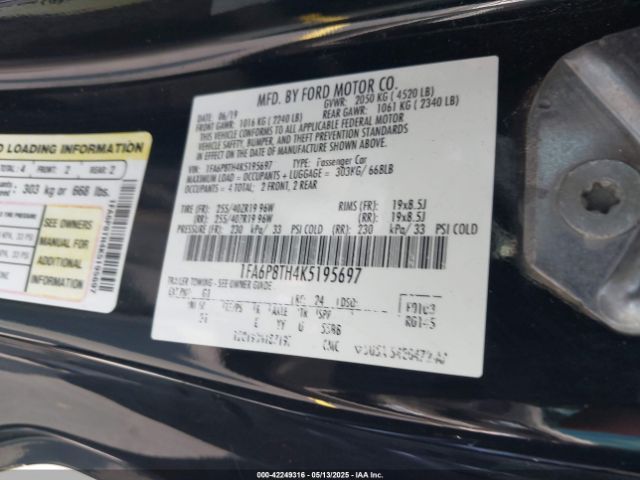 2019 FORD MUSTANG 1FA6P8TH4K5195697 Photo 8