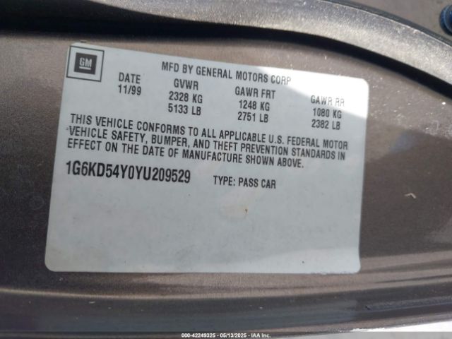 2000 CADILLAC DEVILLE 1G6KD54Y0YU209529 Photo 8