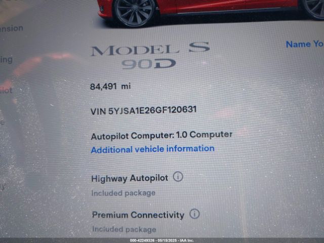 2016 TESLA MODEL S 5YJSA1E26GF120631 Photo 6