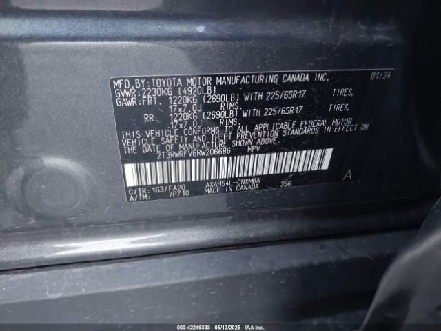 2T3RWRFV6RW206686 Toyota Rav4 Hybrid Xle