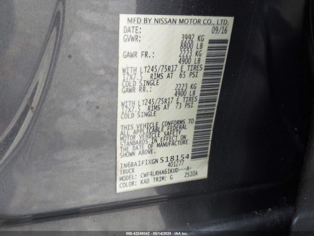 1N6BA1F1XGN518154 Nissan Titan Xd S Diesel