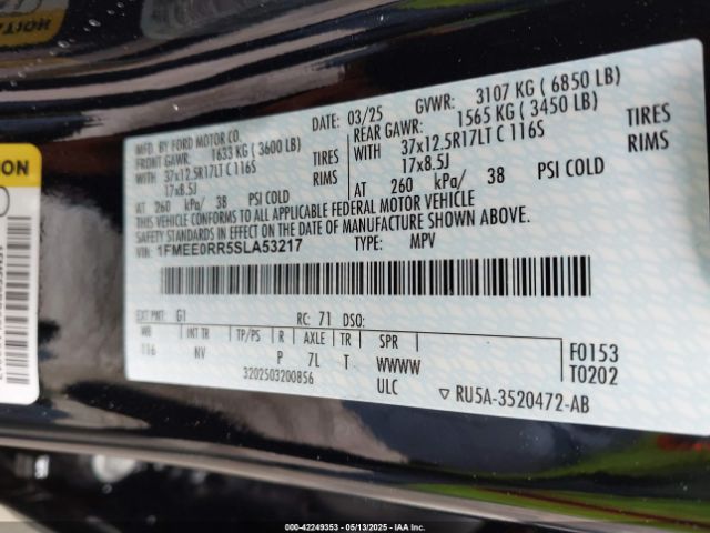 1FMEE0RR5SLA53217 Ford Bronco Raptor