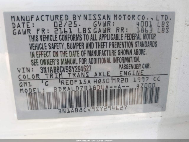 3N1AB8CV9SY294627 Nissan SENTRA SV