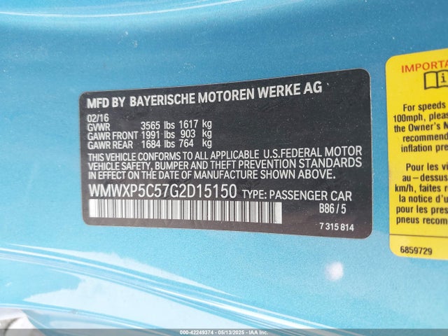 2016 MINI HARDTOP WMWXP5C57G2D15150 Photo 8