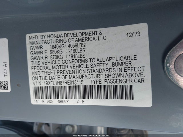 19XFL1H87RE013415 Honda Civic Sport Touring