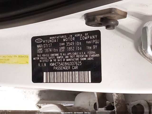 KMHCT5AE8HU337625 Hyundai ACCENT SE