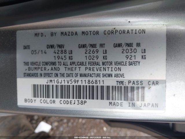 JM1GJ1V59F1186811 Mazda Mazda6 I Touring