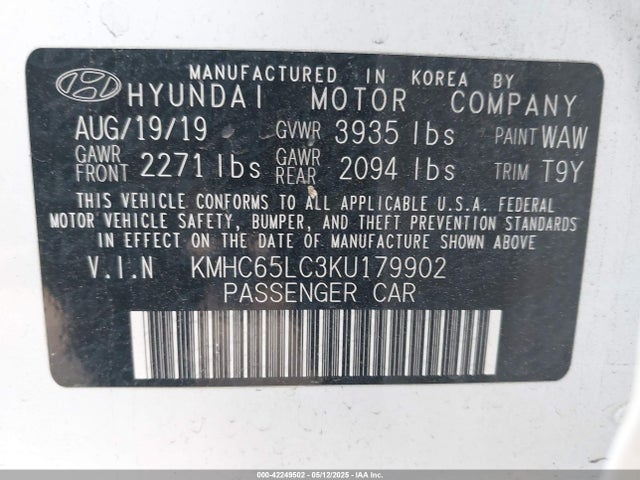 Hyundai Ioniq 2019 KMHC65LC3KU179902 Image 9