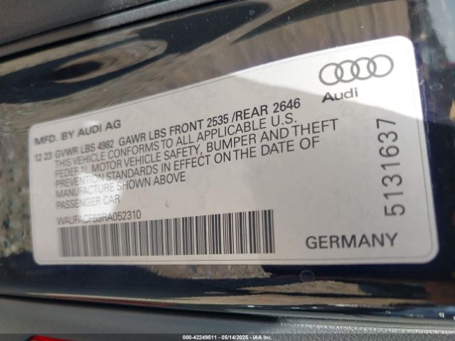 WAUFACF59RA052310 Audi A5 Sportback Premium Plus 45 Tfsi Quattro S Tronic