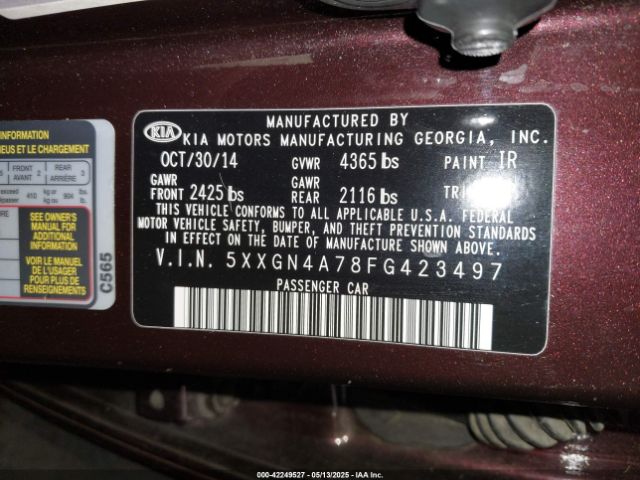 5XXGN4A78FG423497 KIA OPTIMA EX