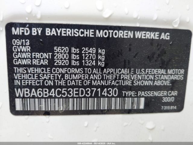 WBA6B4C53ED371430 BMW 650i Gran Coupe Xdrive