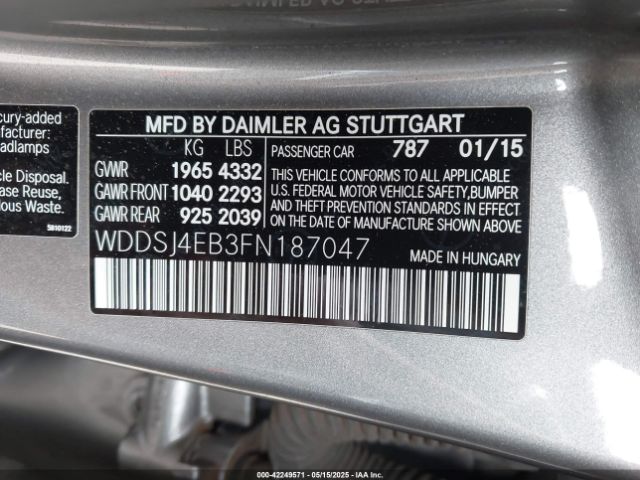 WDDSJ4EB3FN187047 Mercedes-Benz CLA-Class