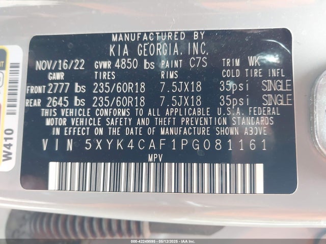 5XYK4CAF1PG081161 KIA gdi theta iii