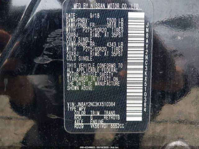JN8AY2NC3KX510384 Nissan 2019