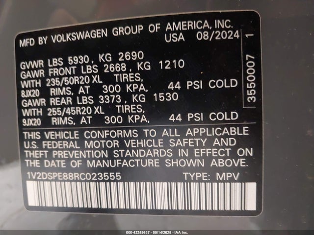 Aukcja sprzedaży 2024 Volkswagen Id.4 Awd Pro, vin: 1V2DSPE88RC023555, numer aukcji: 42249637