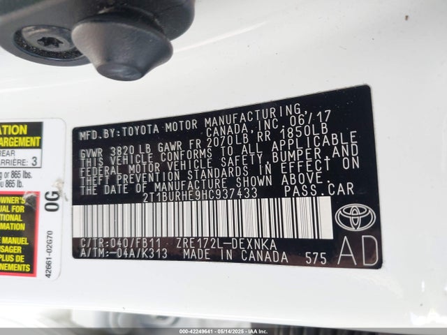 2T1BURHE9HC937433 Toyota COROLLA LE