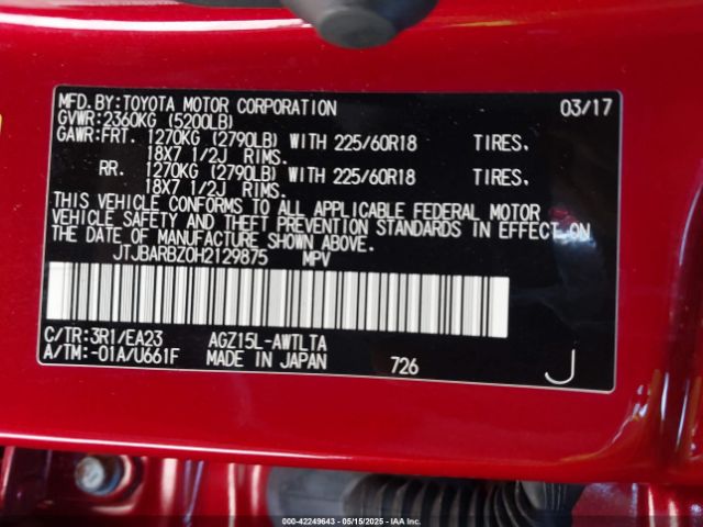 JTJBARBZ0H2129875 Lexus NX 200T