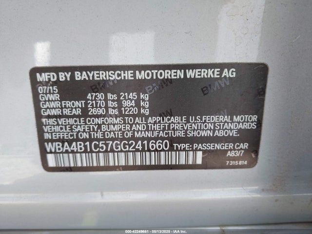WBA4B1C57GG241660 BMW 435i Gran Coupe
