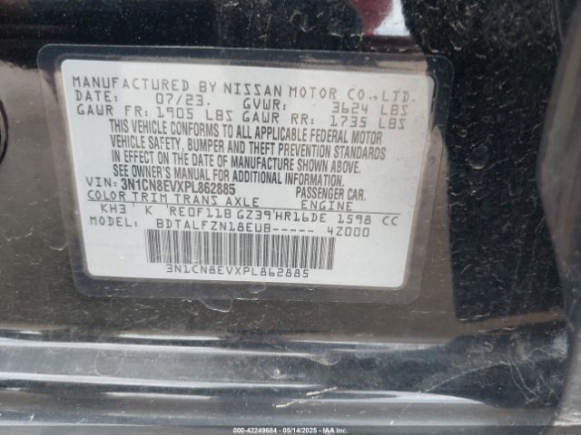 3N1CN8EVXPL862885 Nissan Versa 1.6 Sv Xtronic Cvt