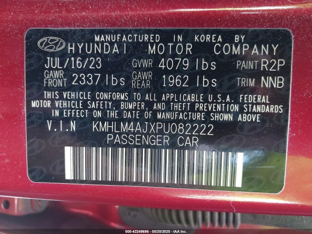 KMHLM4AJXPU082222 Hyundai gdi kappa