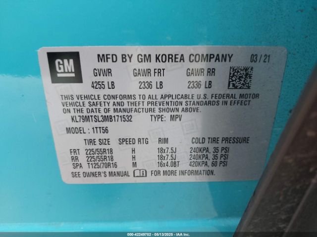 KL79MTSL3MB171532 Chevrolet Trailblazer Fwd Rs