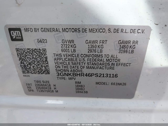 3GNKBHR46PS213116 Chevrolet lsy