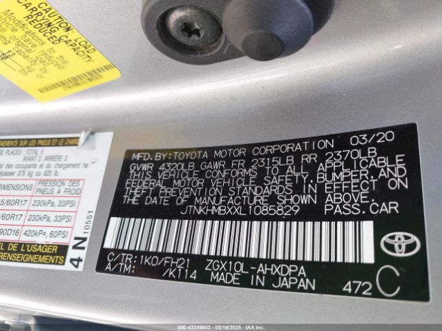 JTNKHMBXXL1085829 Toyota 3zr-fae