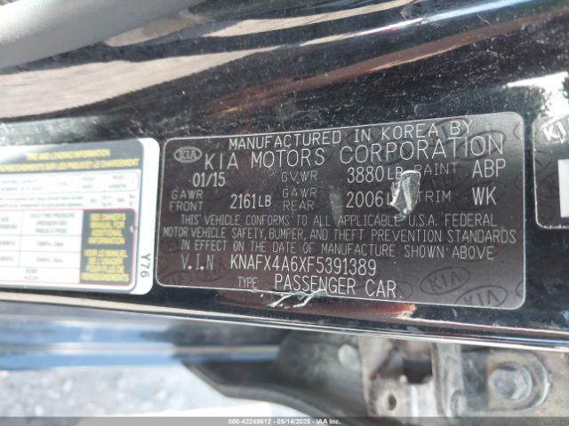 KNAFX4A6XF5391389 KIA FORTE LX