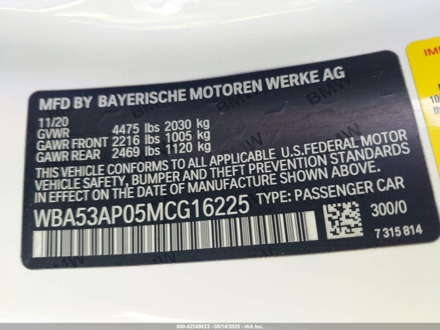 WBA53AP05MCG16225 BMW 430I