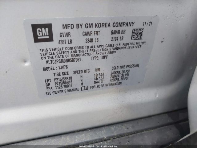 2022 CHEVROLET TRAX KL7CJPSM9NB507961 Photo 8