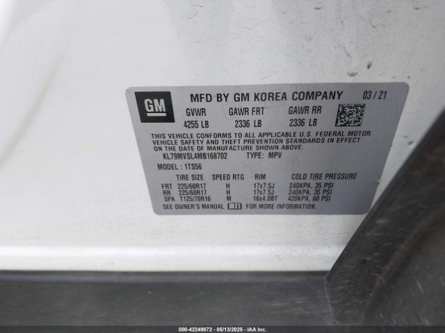 KL79MVSL4MB168702 Chevrolet Trailblazer Fwd Activ