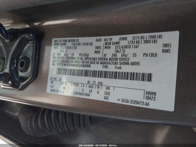2019 FORD F-150 1FTEW1E49KKD56850 Photo 8
