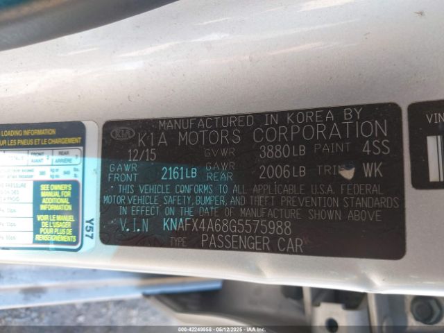 KNAFX4A68G5575988 KIA FORTE LX