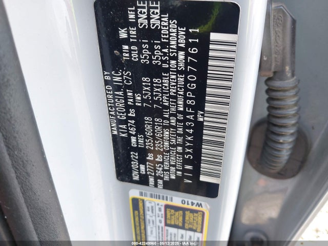 5XYK43AF8PG077611 KIA Sportage Sx