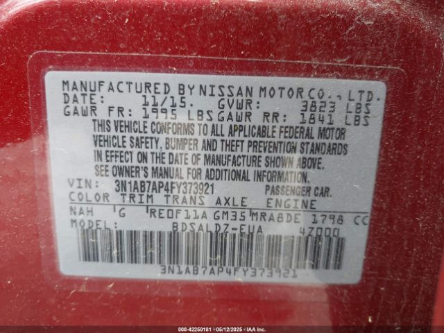 3N1AB7AP4FY373921 Nissan SENTRA SV