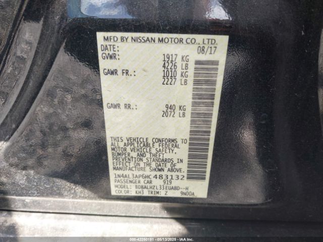 1N4AL3AP6HC483132 Nissan Altima 2.5 Sr