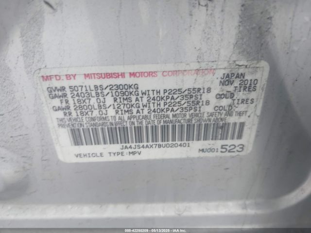 2011 MITSUBISHI OUTLANDER JA4JS4AX7BU020401 Photo 8