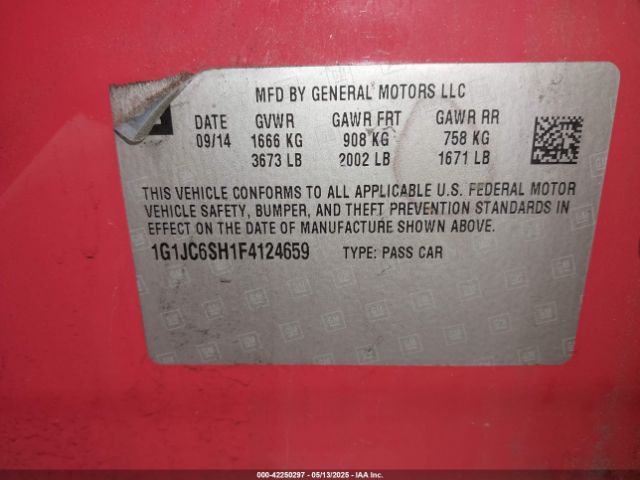 1G1JC6SH1F4124659 Chevrolet Sonic Lt Auto
