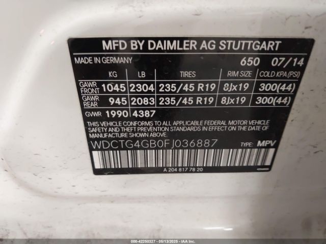 2015 MERCEDES-BENZ GLA 250 WDCTG4GB0FJ036887 Photo 8