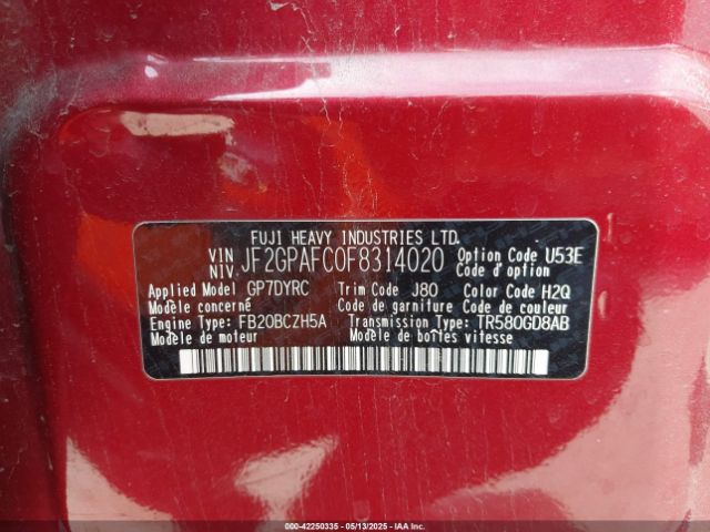 JF2GPAFC0F8314020 Subaru Xv Crosstrek 2.0i Premium