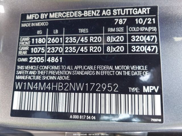 2022 MERCEDES-BENZ GLB 250 W1N4M4HB2NW172952 Photo 8