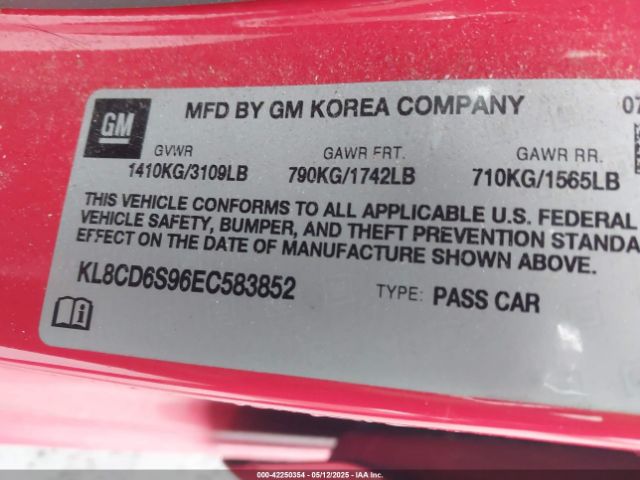 KL8CD6S96EC583852 Chevrolet Spark 1lt Auto